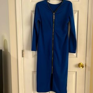 Beautiful Blue Dress With Gold Front Zipper Size XL